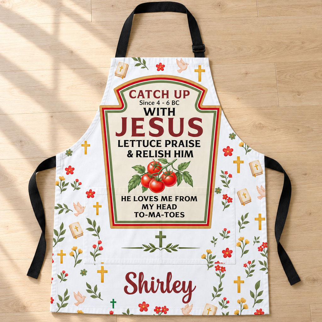 He Loves Me From My Head Tomatoes - Personalized Apron, Gift For Cooking Lovers