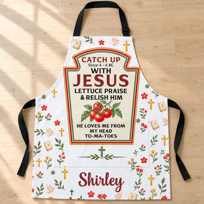 He Loves Me From My Head Tomatoes - Personalized Apron, Gift For Cooking Lovers