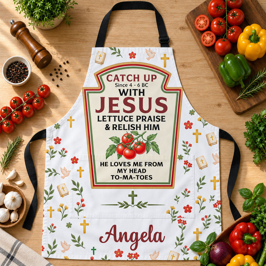 He Loves Me From My Head Tomatoes - Personalized Apron, Gift For Cooking Lovers
