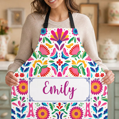 Mexican Cinco De Mayo Floral Fiesta Dia De Los Muertos - Personalized Apron, Mexican Culture Gift