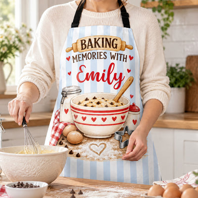 Baking Memories With Love - Personalized Apron, Custom Name Baking Lovers Apron, Gift For Her