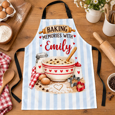 Baking Memories With Love - Personalized Apron, Custom Name Baking Lovers Apron, Gift For Her