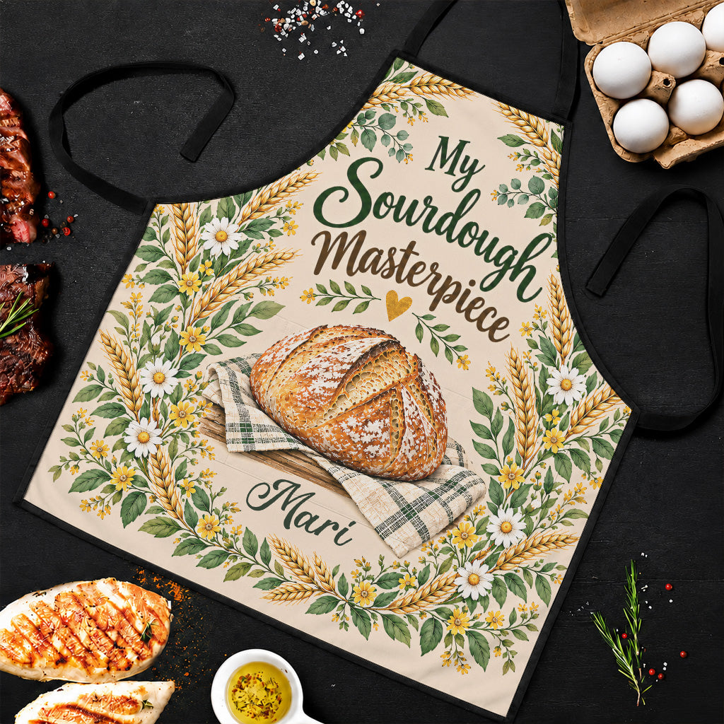Sourdough Masterpiece - Personalized Apron, Custom Name Sourdough Lovers Apron, Gift for Bakers