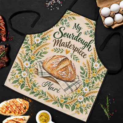 Sourdough Masterpiece - Personalized Apron, Custom Name Sourdough Lovers Apron, Gift for Bakers