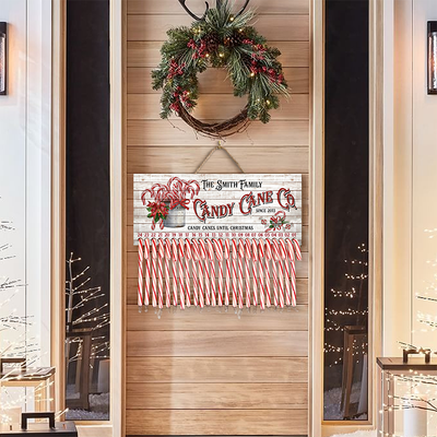 Candy Canes Until Christmas - Personalized Wood Sign, Christmas Countd