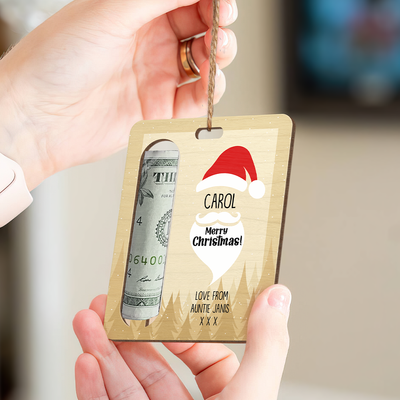 Here's A Few Bucks For Christmas - Personalized Wooden Ornament, Gift 