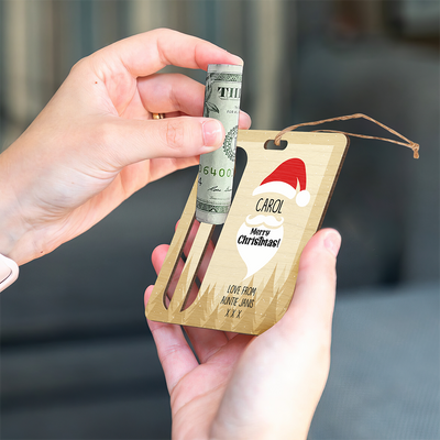Here's A Few Bucks For Christmas - Personalized Wooden Ornament, Gift 