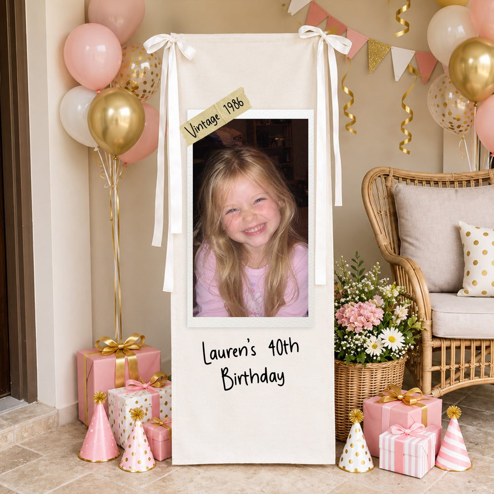 Personalized Then & Now Vertical Photo Backdrop - CustomizeAF™