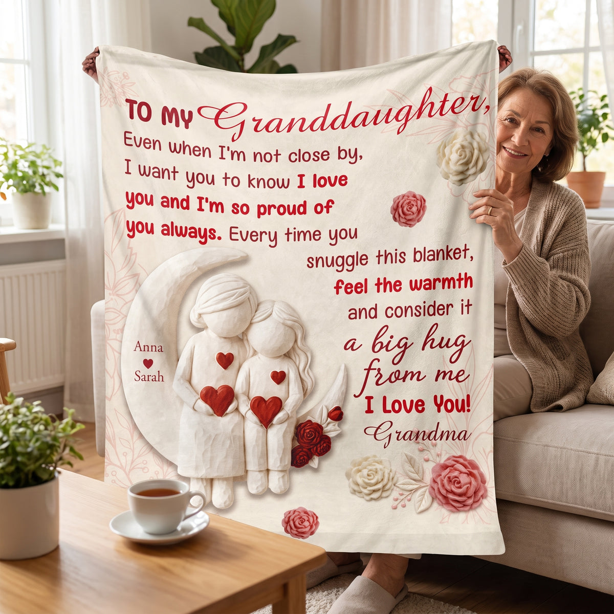 I Want You Know How Much I Love You - Personalized Blanket, Custom Grandma and Baby Name Blanket, Gift for Granddaughter