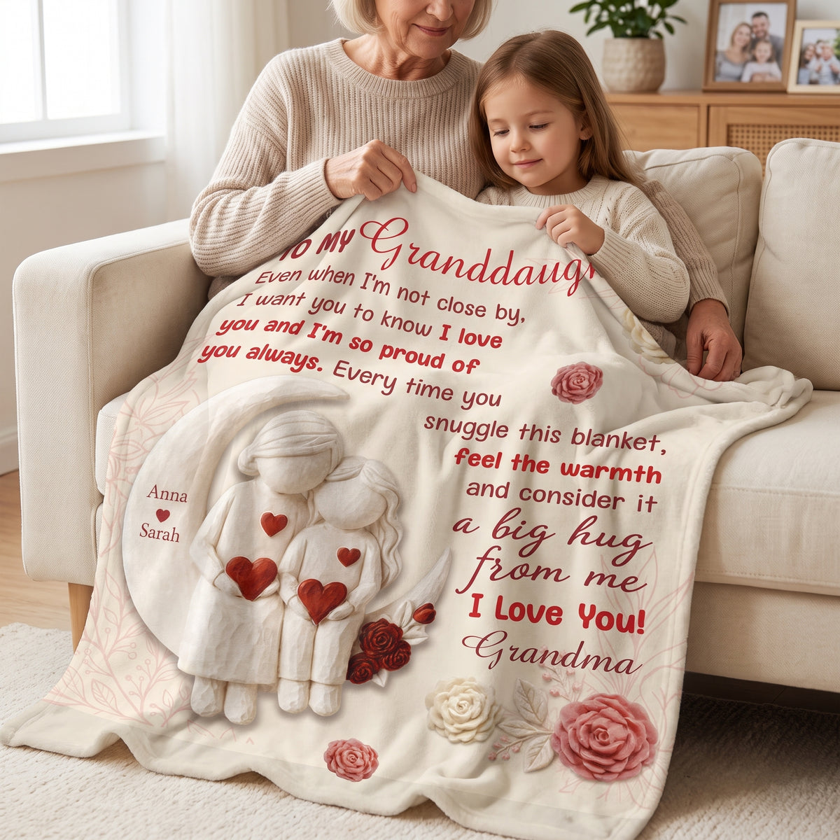 I Want You Know How Much I Love You - Personalized Blanket, Custom Grandma and Baby Name Blanket, Gift for Granddaughter
