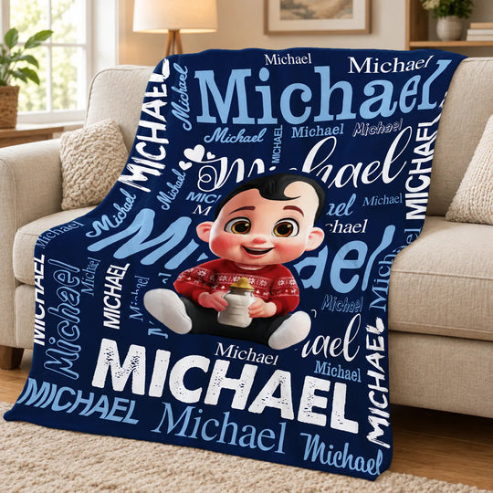 Wrapped in Love - Personalized Blanket, Custom Kids Name Blanket, Personalized Gift for Him and Her