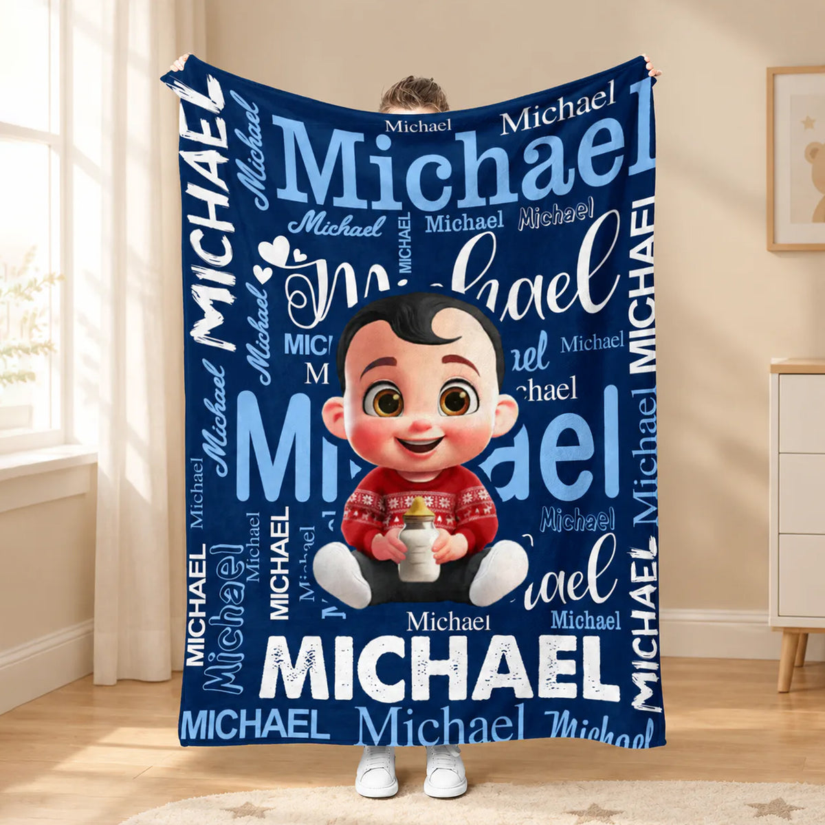 Wrapped in Love - Personalized Blanket, Custom Kids Name Blanket, Personalized Gift for Him and Her
