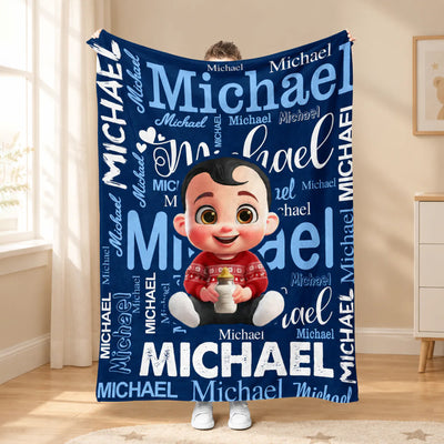 Wrapped in Love - Personalized Blanket, Custom Kids Name Blanket, Personalized Gift for Him and Her