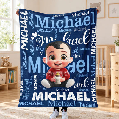 Wrapped in Love - Personalized Blanket, Custom Kids Name Blanket, Personalized Gift for Him and Her
