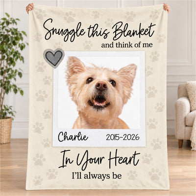 In Your Heart  I'll Always Be- Personalized Blanket, Custom Pet Loss Keepsake, Pet Memory Gift, In Loving Memory Blanket