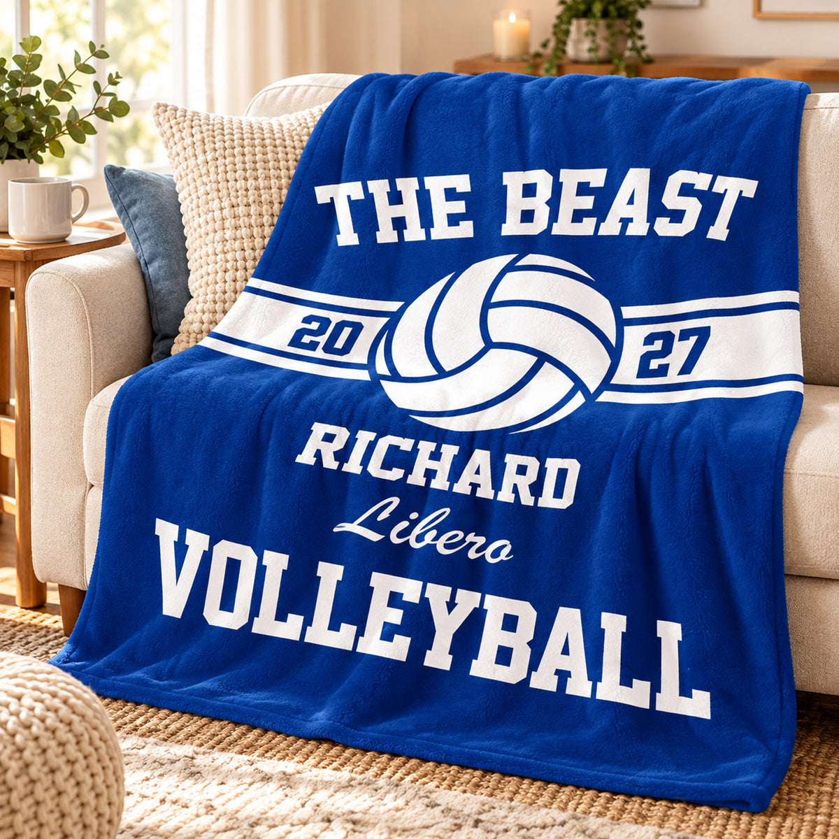Play With Heart - Personalized Blanket, Custom Senior Volleyball Blanket, Gift for Volleyball Lovers