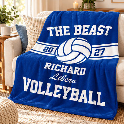 Play With Heart - Personalized Blanket, Custom Senior Volleyball Blanket, Gift for Volleyball Lovers