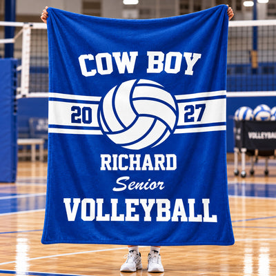 Play With Heart - Personalized Blanket, Custom Senior Volleyball Blanket, Gift for Volleyball Lovers