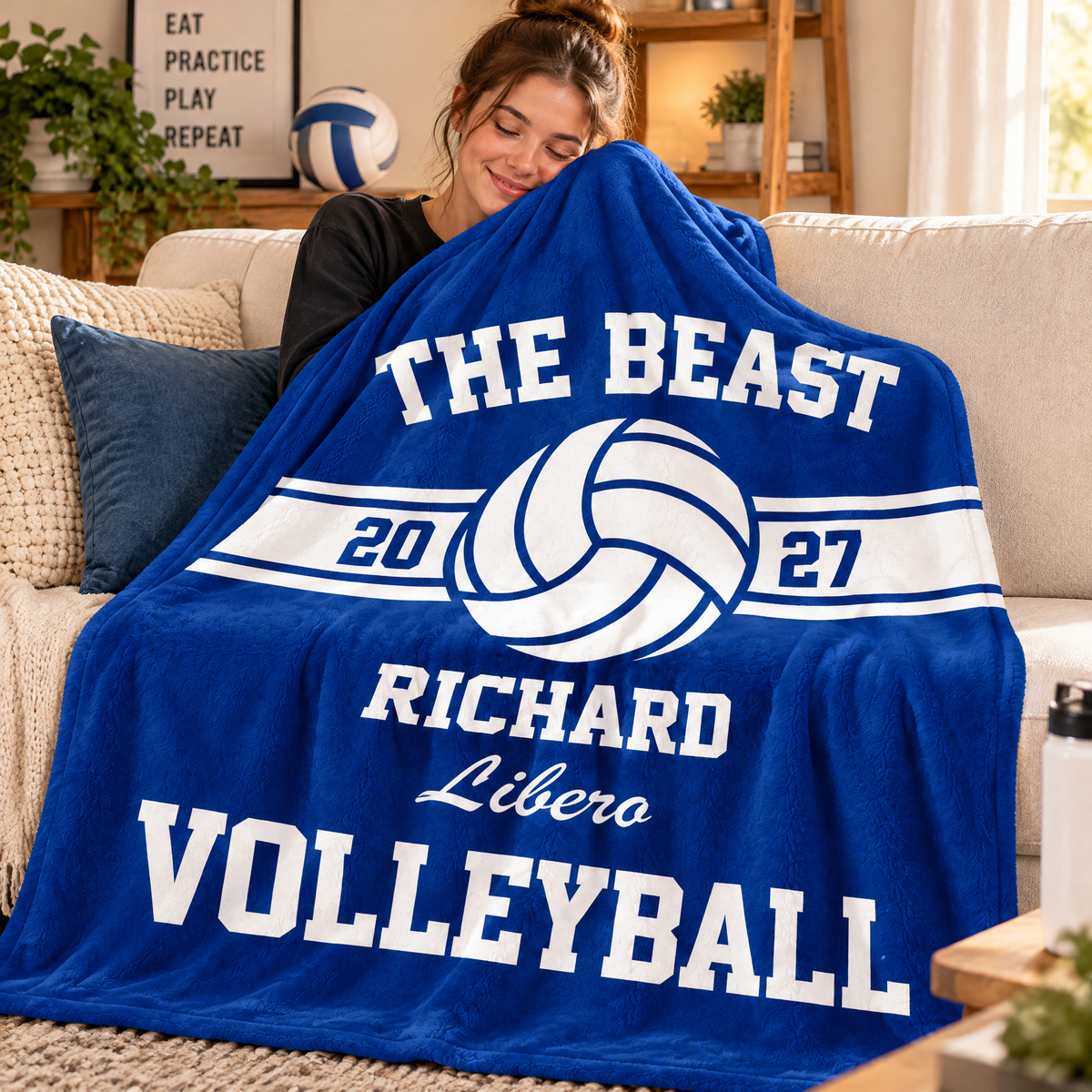 Play With Heart - Personalized Blanket, Custom Senior Volleyball Blanket, Gift for Volleyball Lovers