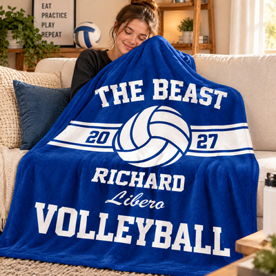 Play With Heart - Personalized Blanket, Custom Senior Volleyball Blanket, Gift for Volleyball Lovers