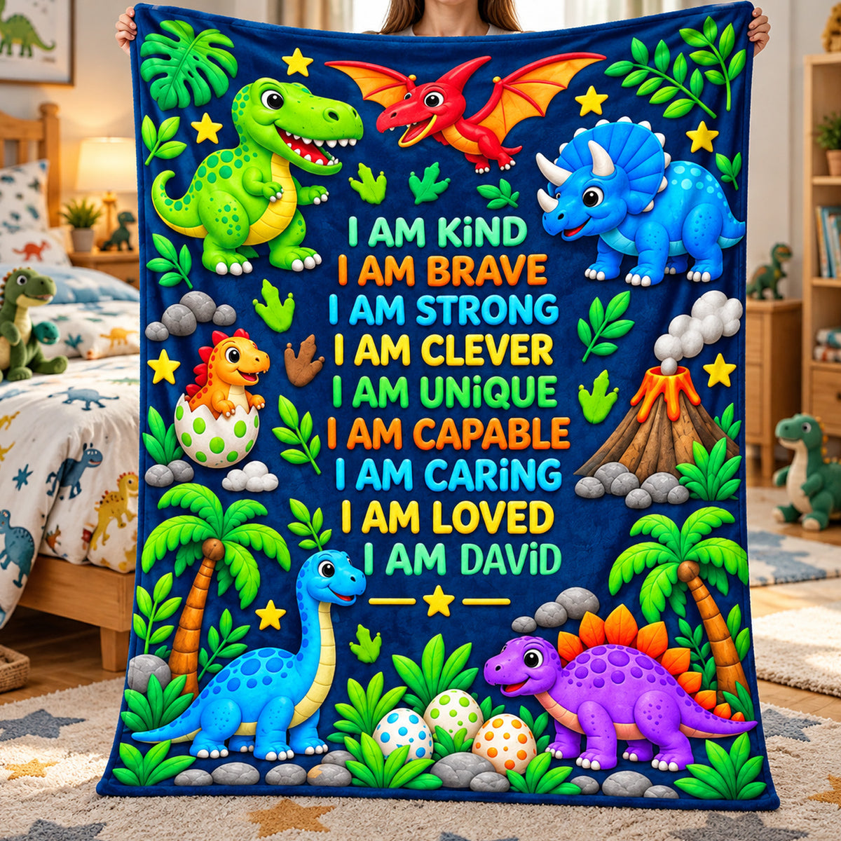 I Am Kind, Brave, Strong - Personalized Blanket, Gift For Son, Grandson