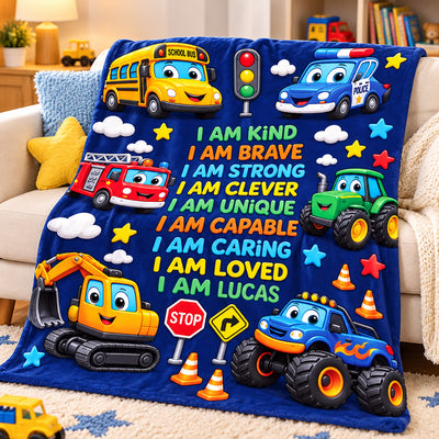 I Am Kind, Brave, Strong - Personalized Blanket, Gift For Son, Grandson