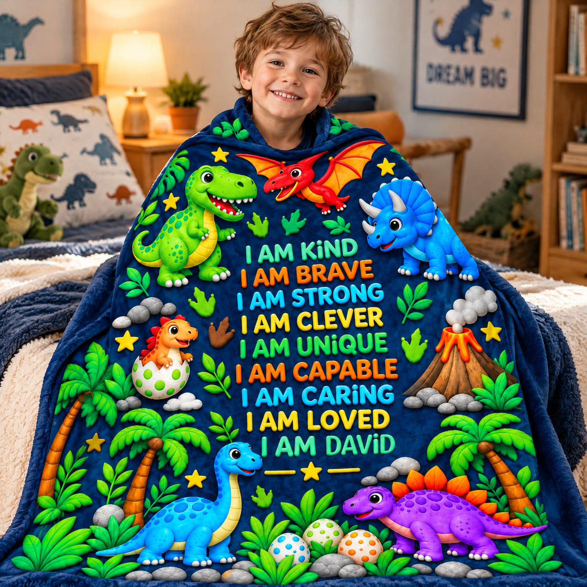 I Am Kind, Brave, Strong - Personalized Blanket, Gift For Son, Grandson