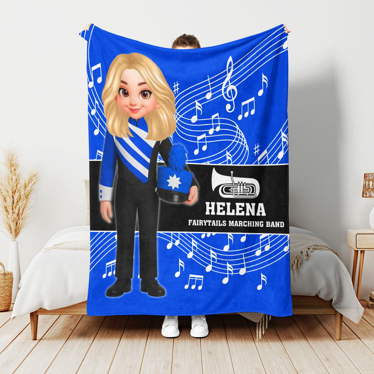 Music Marching Band-  Personalized Blanket, Christmas Gift For Son, Grandson, Daughter, Granddaughter