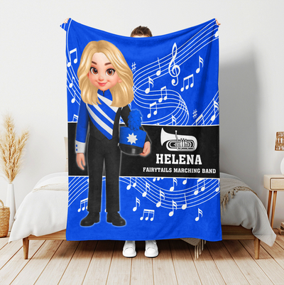 Music Marching Band-  Personalized Blanket, Christmas Gift For Son, Grandson, Daughter, Granddaughter