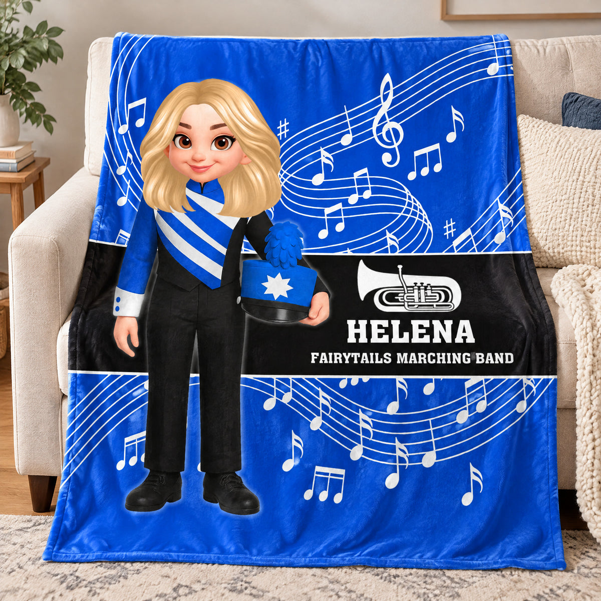 Music Marching Band-  Personalized Blanket, Christmas Gift For Son, Grandson, Daughter, Granddaughter