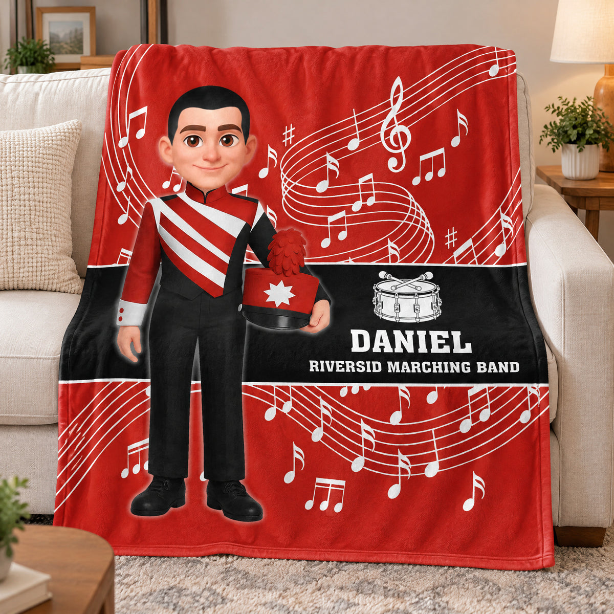 Music Marching Band-  Personalized Blanket, Christmas Gift For Son, Grandson, Daughter, Granddaughter