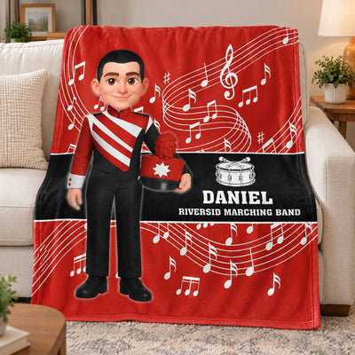 Music Marching Band-  Personalized Blanket, Christmas Gift For Son, Grandson, Daughter, Granddaughter