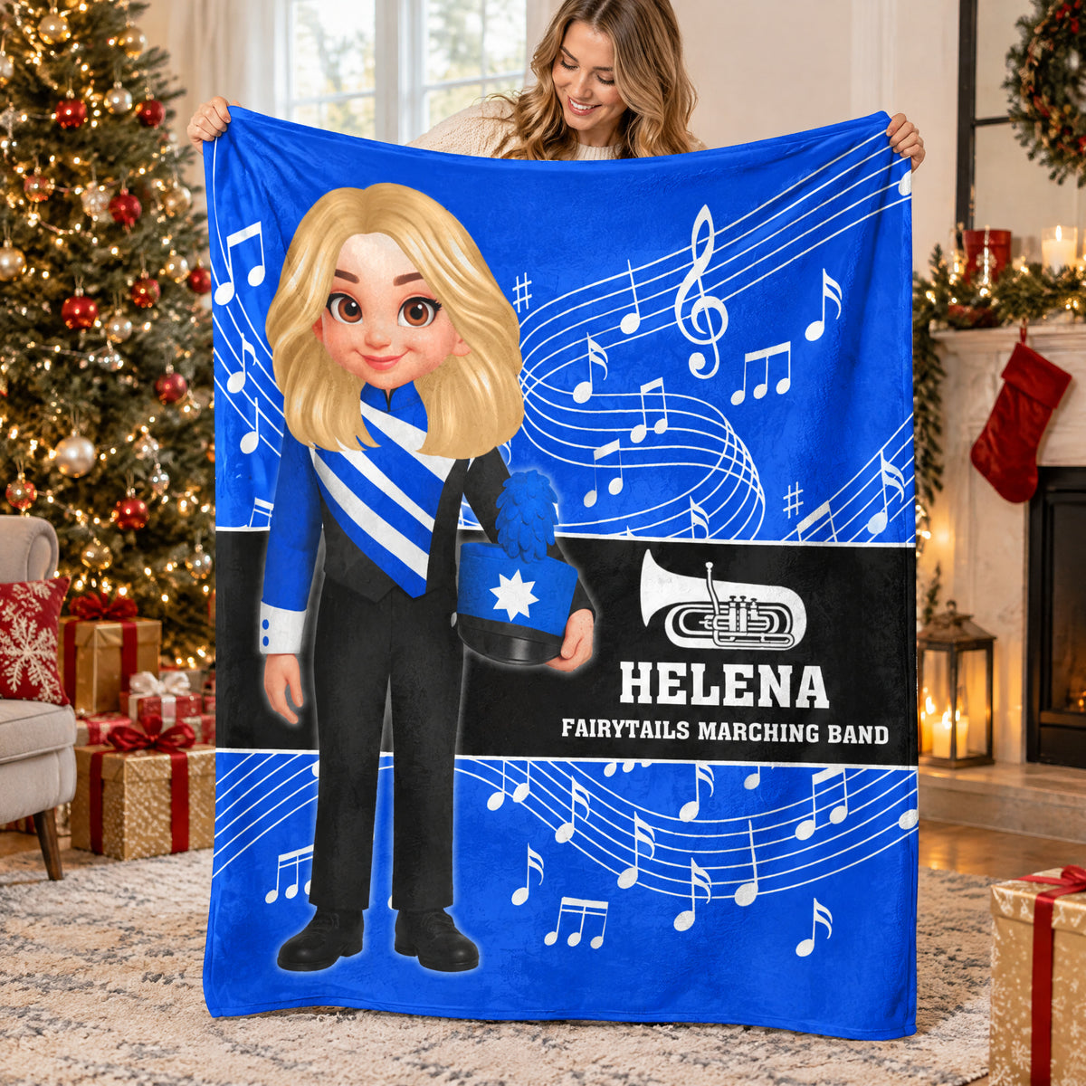 Music Marching Band-  Personalized Blanket, Christmas Gift For Son, Grandson, Daughter, Granddaughter