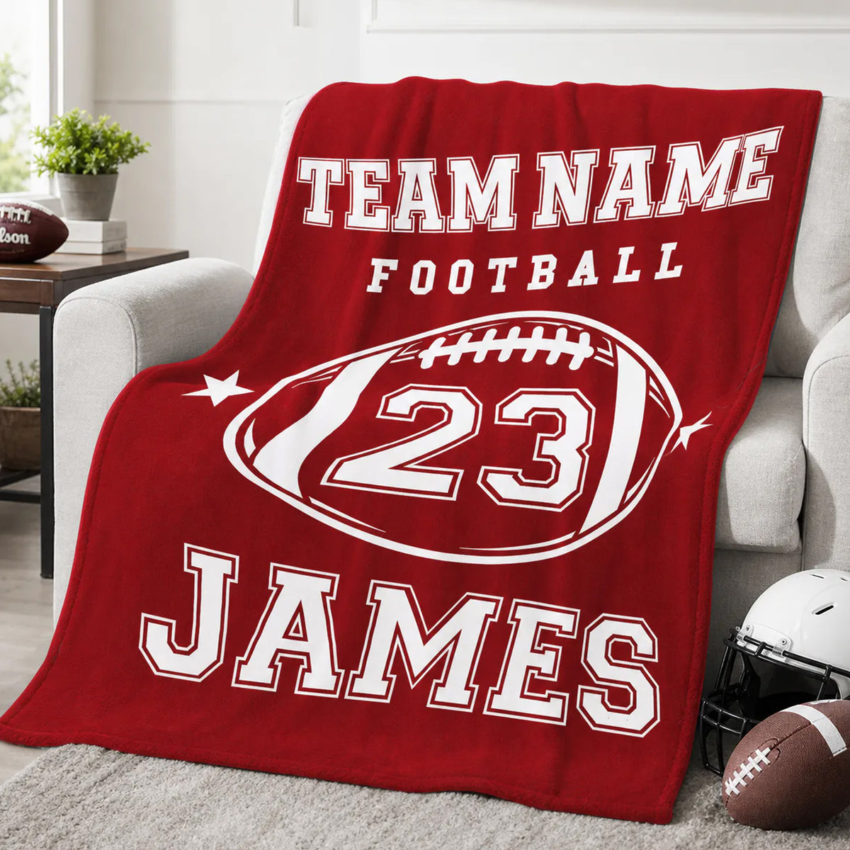 Born To Play - Personalized Blanket, Custom Name And Number Player Blanket, Gift for Football Lovers