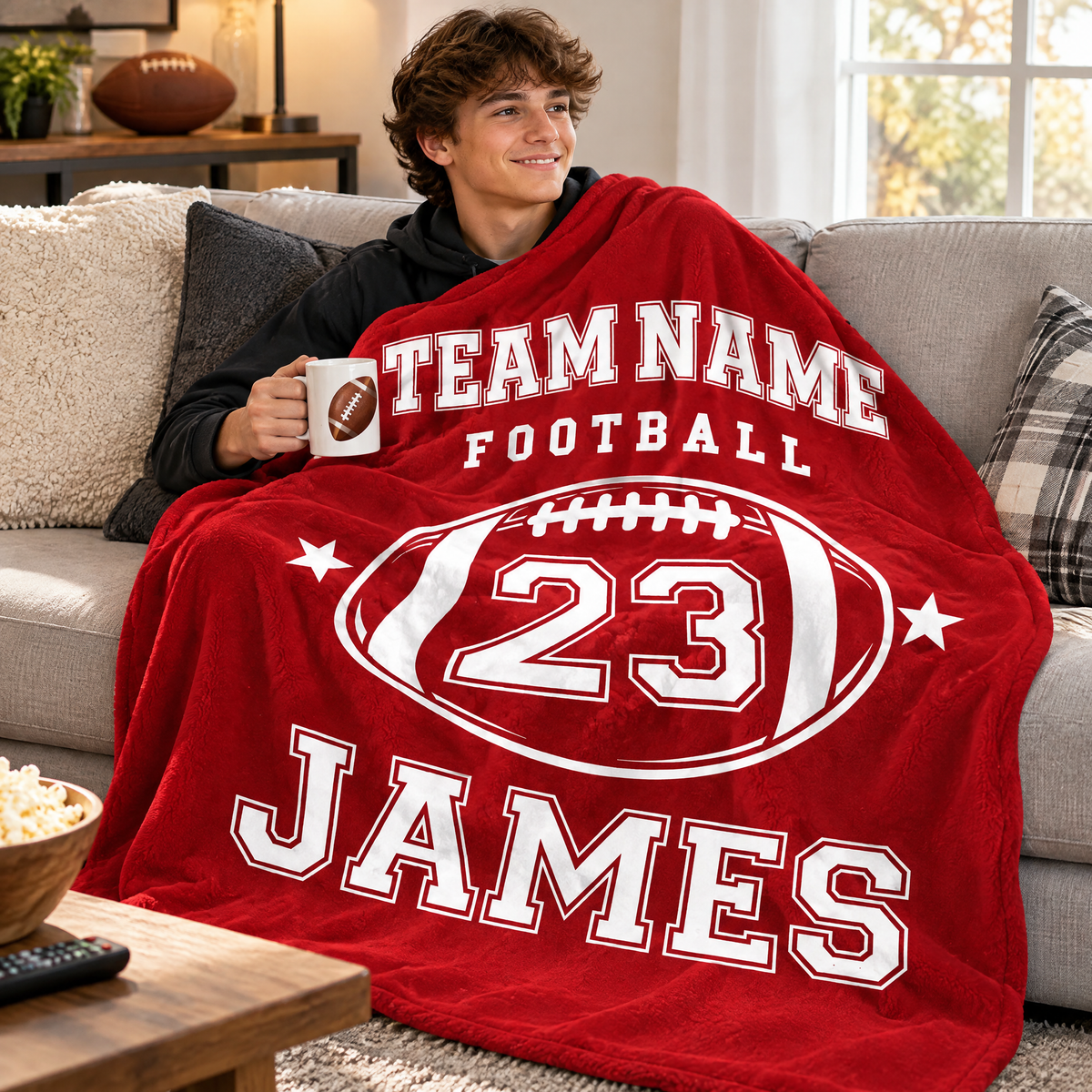 Born To Play - Personalized Blanket, Custom Name And Number Player Blanket, Gift for Football Lovers