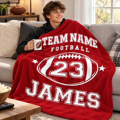 Born To Play - Personalized Blanket, Custom Name And Number Player Blanket, Gift for Football Lovers
