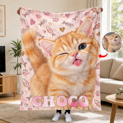 You Had Me At Meow - Personalized Blanket, Custom Cat Watercolor Blanket, Gift for Pet Lovers