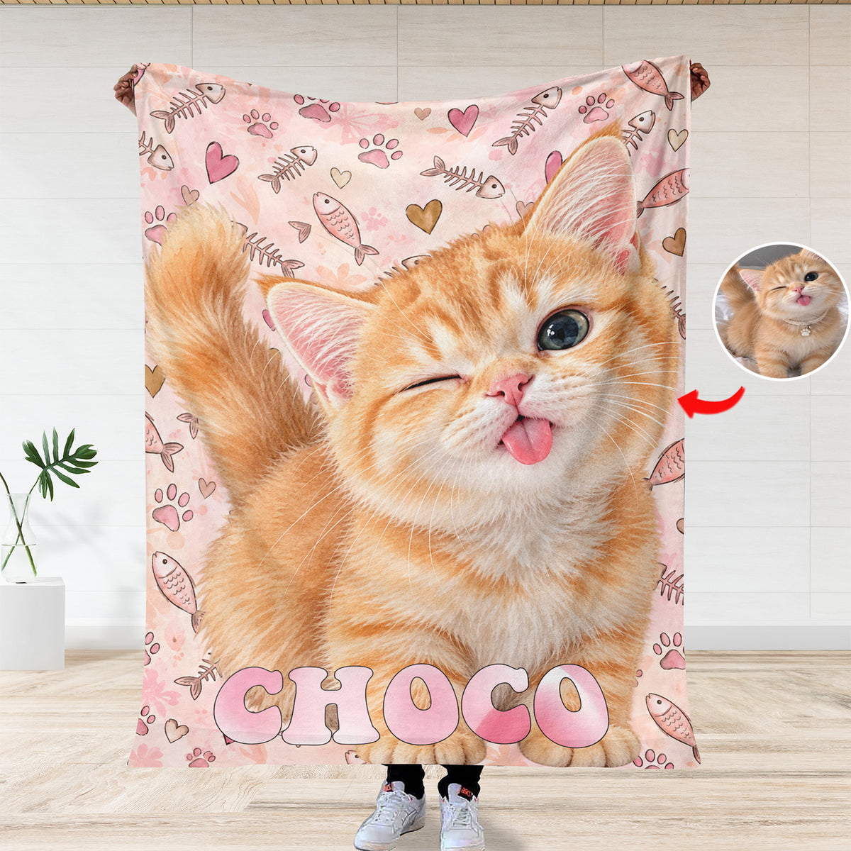 You Had Me At Meow - Personalized Blanket, Custom Cat Watercolor Blanket, Gift for Pet Lovers