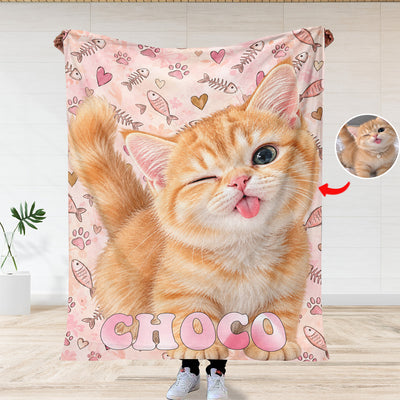 You Had Me At Meow - Personalized Blanket, Custom Cat Watercolor Blanket, Gift for Pet Lovers