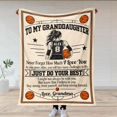 Just Do Your Best - Personalized Blanket, Custom Name And Number Basketball Blanket, Gift For Granddaughter