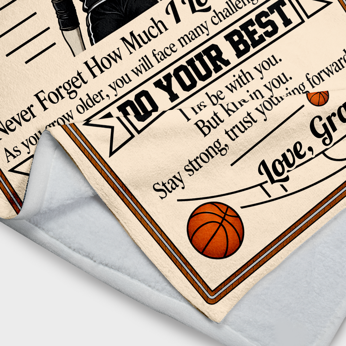 Just Do Your Best - Personalized Blanket, Custom Name And Number Basketball Blanket, Gift For Granddaughter