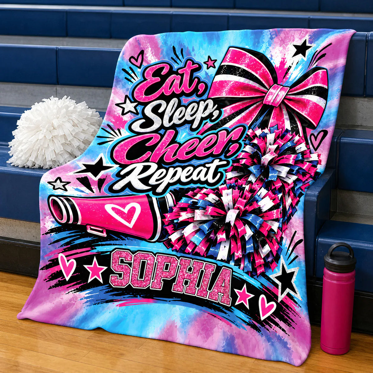 Always Cheer - Personalized Blanket, Custom Name Cheerleading Fleece Blanket, Gift for Her