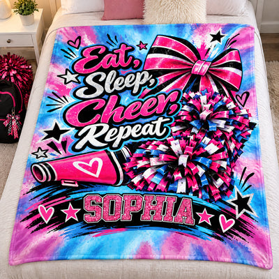 Always Cheer - Personalized Blanket, Custom Name Cheerleading Fleece Blanket, Gift for Her