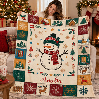 Snow Much Love This Christmas - Personalized Blanket, Custom Name Winter Wonderland Blanket