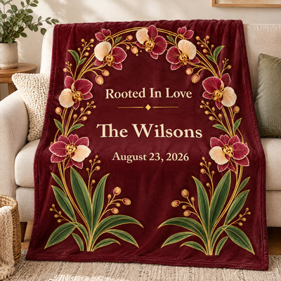 Rooted In Love - Personalized Blanket, Custom Orchid Arch Blanket, Family Christmas Gift