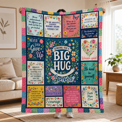 Sending A Hug - Personalized Blanket, Get Well Soon Gift for Women, Healing Blanket