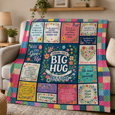 Sending A Hug - Personalized Blanket, Get Well Soon Gift for Women, Healing Blanket
