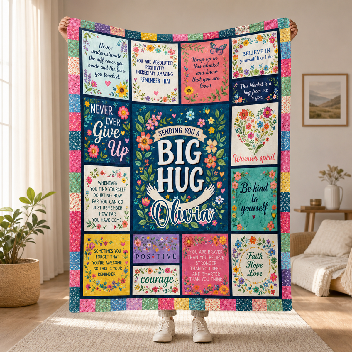 Sending A Hug - Personalized Blanket, Get Well Soon Gift for Women, Healing Blanket