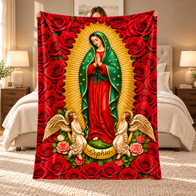 Our Lady Of Guadalupe In Roses - Personalized Blanket, Christian Gift, Catholic Blanket