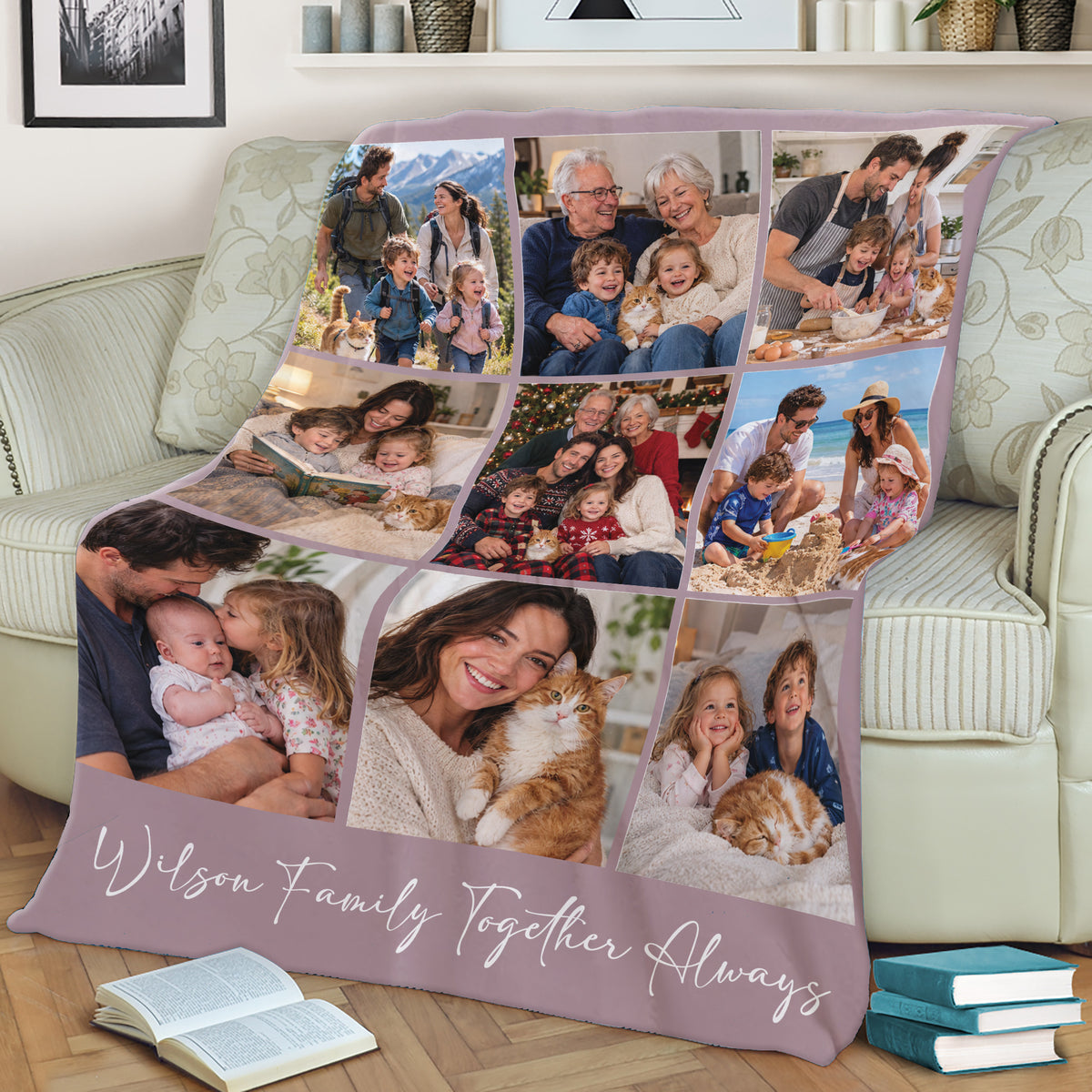 Family Always Together - Personalized Blanket, Custom Family Photo Blanket, Cozy Blanket Gift